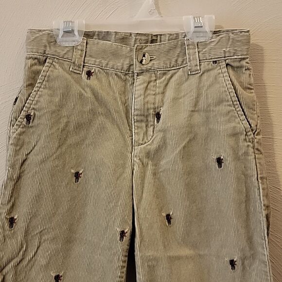 BOY'S JANIE AND JACK TAN CORDUROY PANTS WITH EMBROIDERED REINDEER, SIZE 5T - Picture 2 of 9
